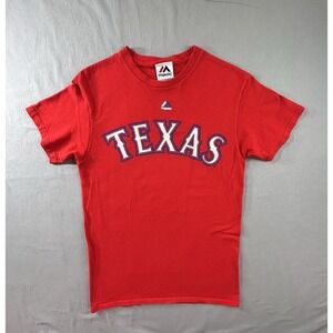 Majestic Texas Rangers Choo 17 Red Short Sleeve T-shirt Men's Small MLB